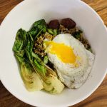 Making Chinese Sausage Fried Rice (with Seared Baby Bok Choy)